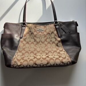 Coach Brown and Cream Signature Tote